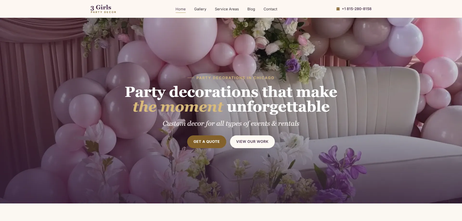 3 Girls Party Decor
